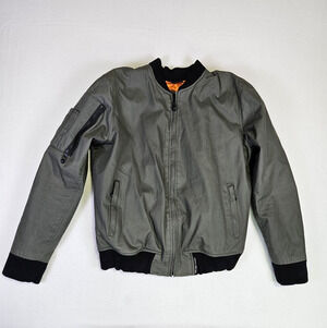 Roland Sands Motorcycle Bomber Jacket Mens M Armored Protection Canvas Gray RSD
